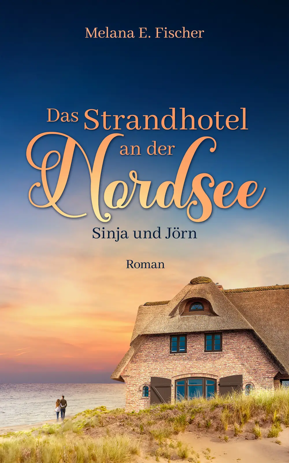 03.09.2025: Das E-Book zum Strandhotel Teil 3 kann bei Amazon vorbestellt werden. Das Cover - oben dunkelblauer Himmel,
der nach unten heller,
orangefarben wird man sieht den Strad mit Wasser,
ein Pärchen im Sand und ein redgedecktes Haus (Hotel),
darauf Text Melana E. Fischer,
Das Strandhotel an der Nordsee,
Sinja und Jörn,
Roman