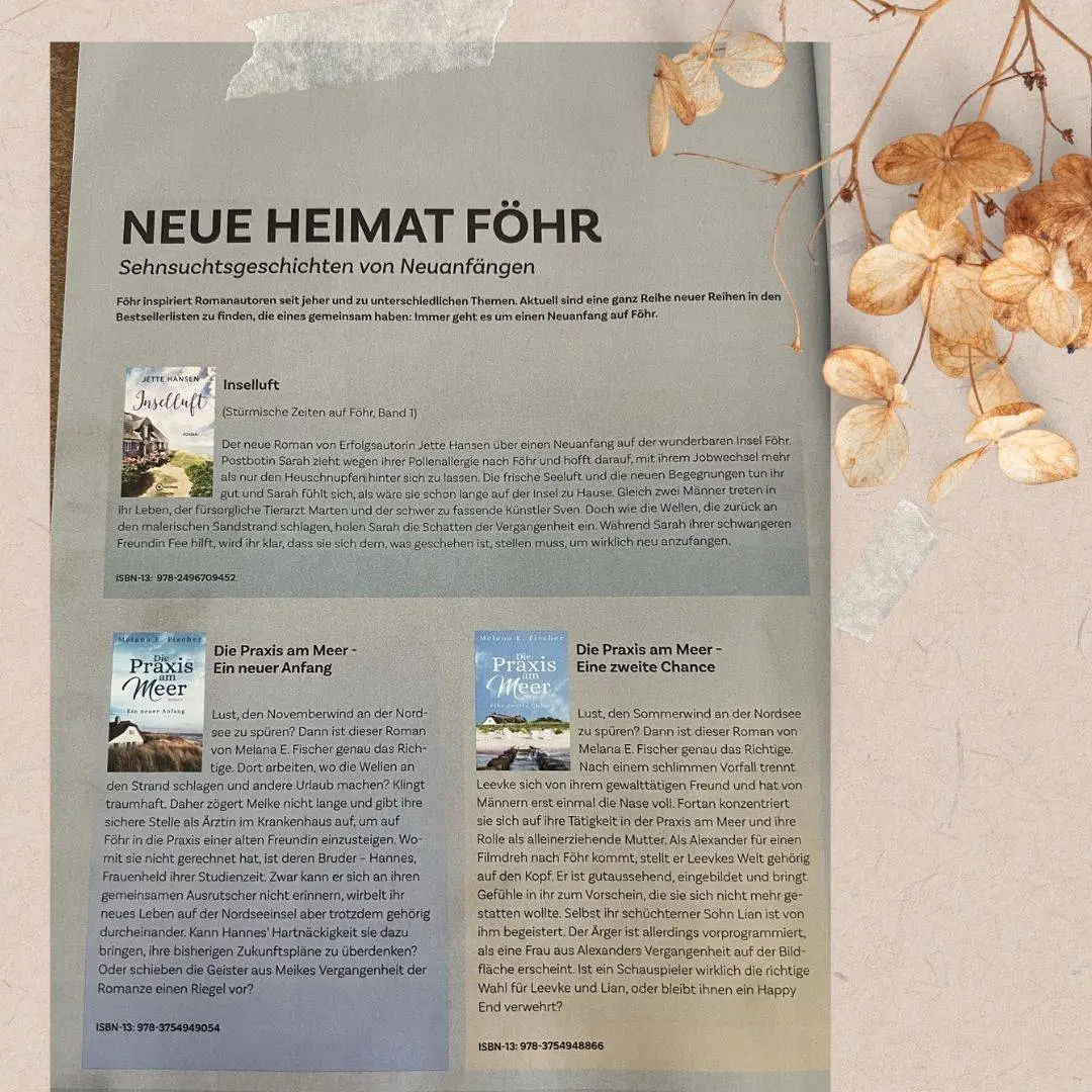 16.10.2023: Das Föhr-Heft mit der Vorstellung von 2 meiner Taschenbücher der Reihe "Die Praxis am Meer" Seite 190 des Föhr-Heft mit der Vorstellung 2 meiner Praxisbücher in Text und mit Abbildung des Cover