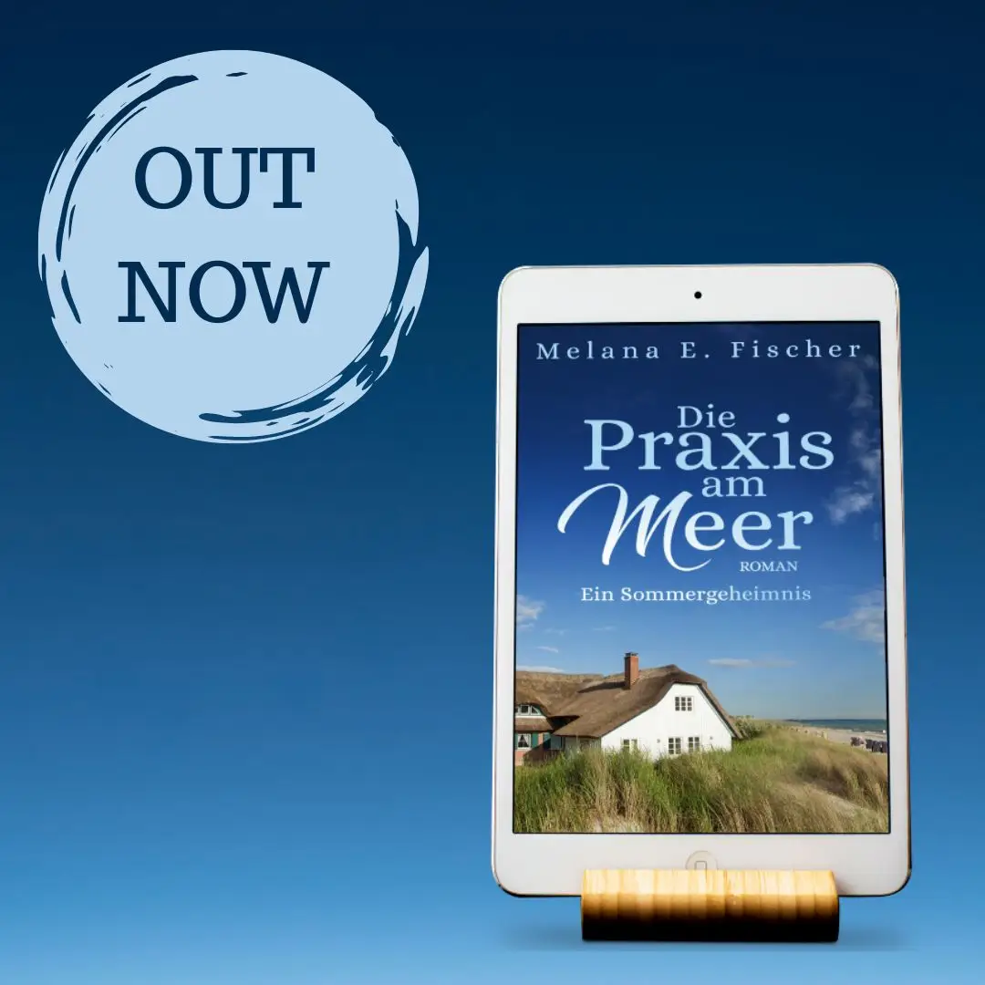 10.06.2025: OUT NOW Die Praxis am Meer - Ein Sommergeheimnis blauer Hintergrund und darauf ein blauer Kreisel mit OUT NOW beschriftet,
rechts daneben das E-Book Bild mit Cover vom neuen Roman Die Praxis am Meer,
Ein Sommergeheimnis - Teil 5